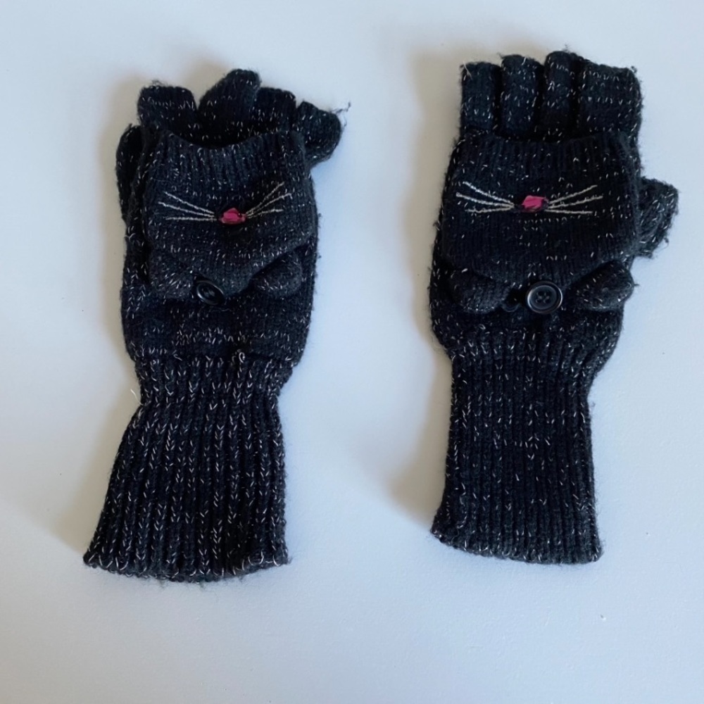 Claires Convertible Fingerless Cat Gloves